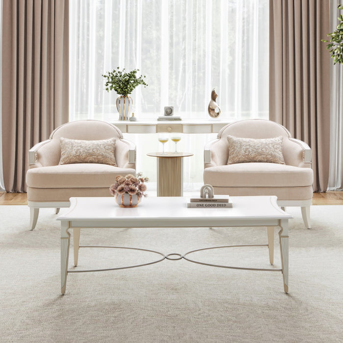 AICO Furniture - La Marisia Chenille Matching Chair - Tranquil/Creamy Pearl - 9089835-TRQUL-124 - GreatFurnitureDeal