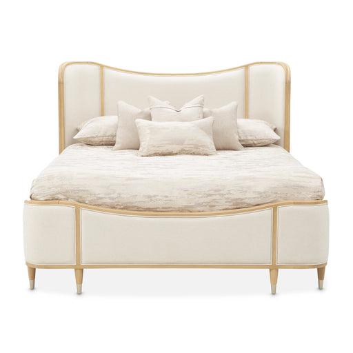AICO Furniture - Camellia Field King Upholstered Bed in Caramel - N9090000EK3-134 - GreatFurnitureDeal