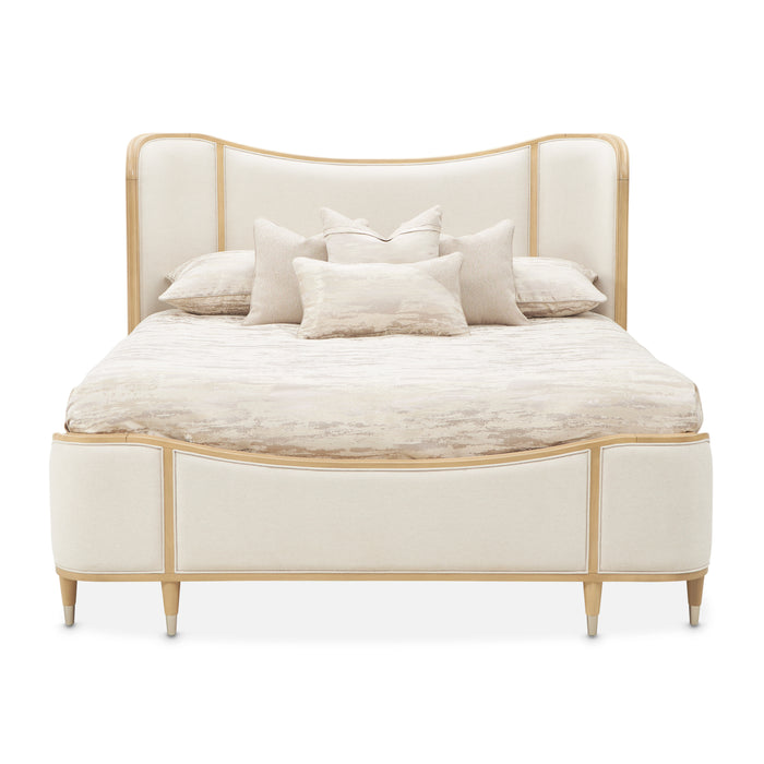 AICO Furniture - Camellia Field King Upholstered Bed in Caramel - N9090000EK3-134 - GreatFurnitureDeal