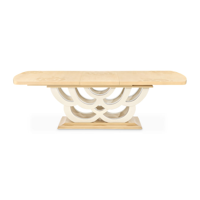 AICO Furniture - Camellia Field 9 Piece Pedestal Dining Table Set in Caramel - 9090002-134-9SET - GreatFurnitureDeal