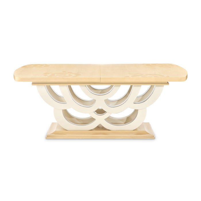 AICO Furniture - Camellia Field 9 Piece Pedestal Dining Table Set in Caramel - 9090002-134-9SET - GreatFurnitureDeal