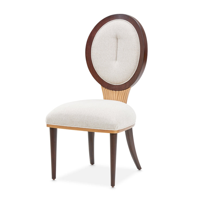 AICO Furniture - Camellia Field Dining Side Chair in Linen/Warm Pecan (Set of 2) - N9090003-400 - GreatFurnitureDeal