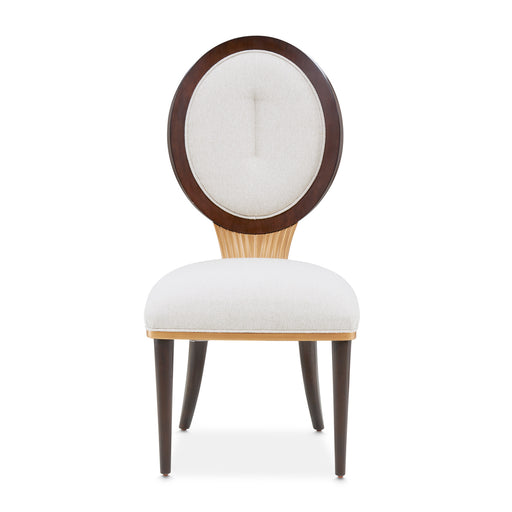 AICO Furniture - Camellia Field Dining Side Chair in Linen/Warm Pecan (Set of 2) - 9090003-400 - GreatFurnitureDeal
