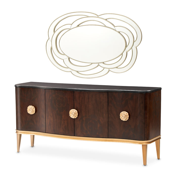 AICO Furniture - Camellia Field Sideboard with Mirror in Warm Pecan - N9090007-260-400 - GreatFurnitureDeal