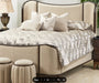 AICO Furniture - Camellia Field 8 Piece Queen Upholstered Bedroom Set "Warm Pecan - 9090000QN3-400-8SET - GreatFurnitureDeal