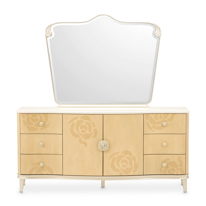 AICO Furniture - Camellia Field Dresser with Mirror in Caramel - 9090050SA-60-134 - GreatFurnitureDeal