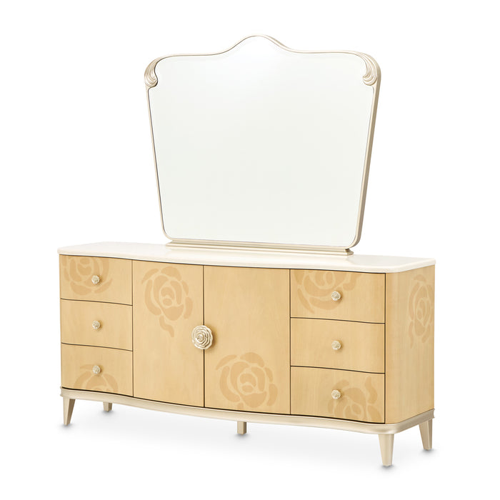 AICO Furniture - Camellia Field Dresser with Mirror in Caramel - 9090050SA-60-134 - GreatFurnitureDeal