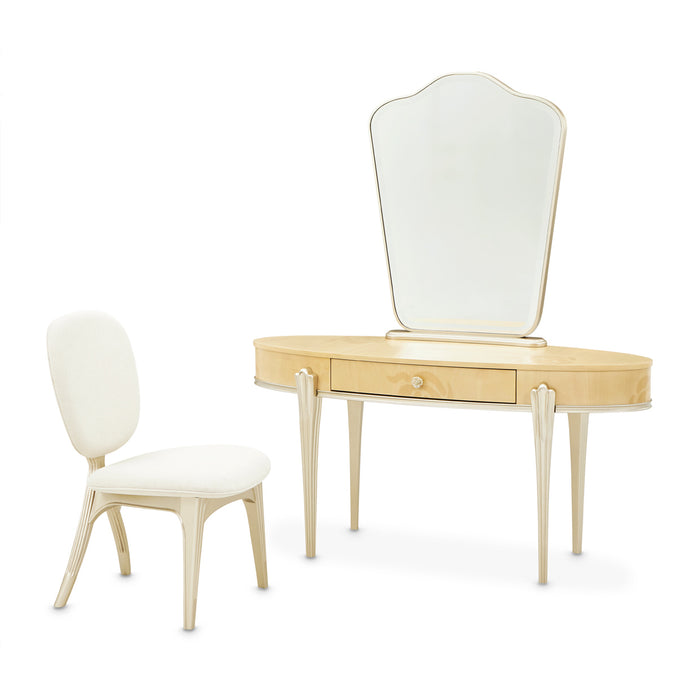 AICO Furniture - Camellia Field Vanity Set with Mirror & Chair in Caramel - 9090058VAN3-134 - GreatFurnitureDeal