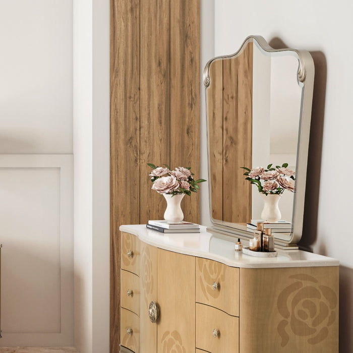 AICO Furniture - Camellia Field Dresser Mirror in Caramel - 9090060-134 - GreatFurnitureDeal