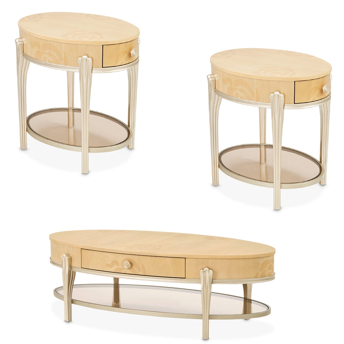 AICO Furniture - Camellia Field 3 Piece Occasional Set in Caramel - 9090201-134-3SET - GreatFurnitureDeal