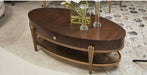 AICO Furniture - Camellia Field"Oval Cocktail Table"Warm Pecan - 9090201-400 - GreatFurnitureDeal