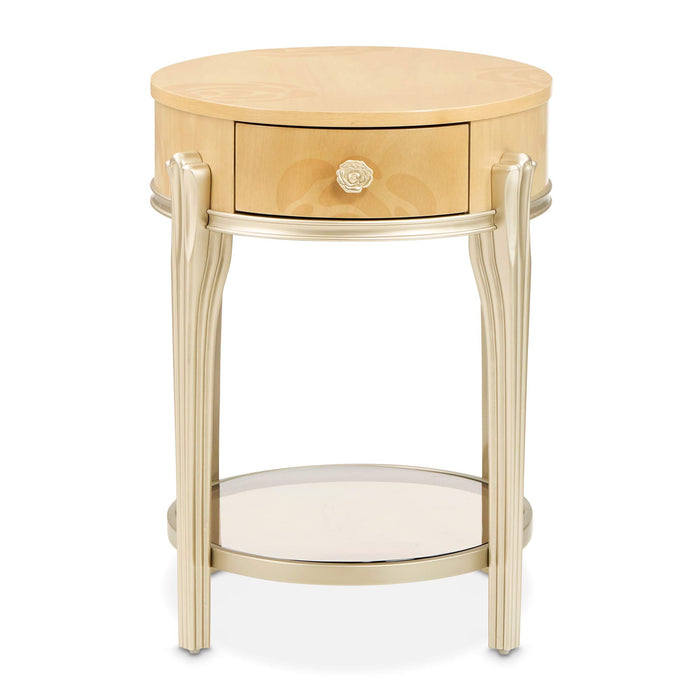 AICO Furniture - Camellia Field Oval End Table with Drawer in Caramel - N9090202-134 - GreatFurnitureDeal