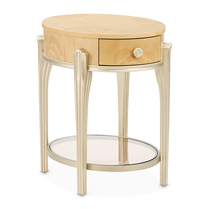 AICO Furniture - Camellia Field"Round End Table w/Drawer"Caramel - 9090202-134 - GreatFurnitureDeal