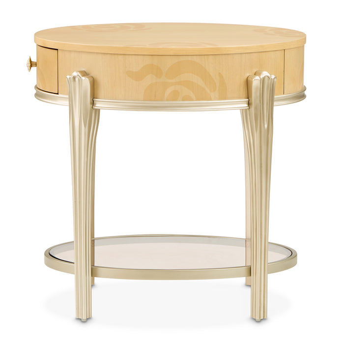 AICO Furniture - Camellia Field"Round End Table w/Drawer"Caramel - 9090202-134 - GreatFurnitureDeal