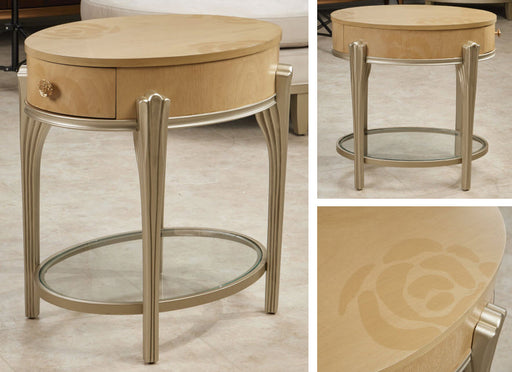 AICO Furniture - Camellia Field"Round End Table w/Drawer"Caramel - 9090202-134 - GreatFurnitureDeal