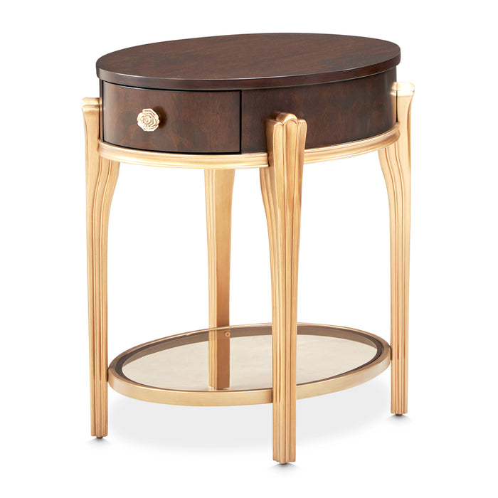 AICO Furniture - Camellia Field End Table with Drawer in Warm Pecan - N9090202-400 - GreatFurnitureDeal