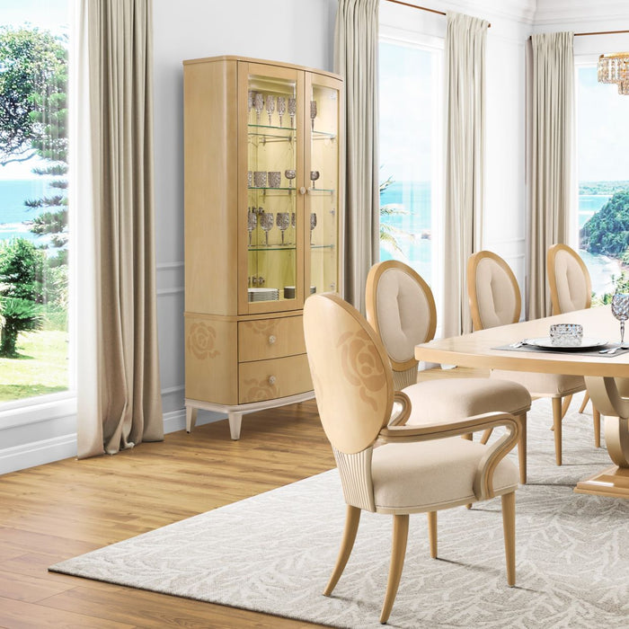 AICO Furniture - Camellia Field 12 Piece Pedestal Dining Table Set in Caramel - 9090002-134-12SET