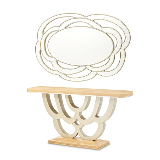 AICO Furniture - Camellia Field Console Table & Mirror in Caramel - N9090223-260-134 - GreatFurnitureDeal