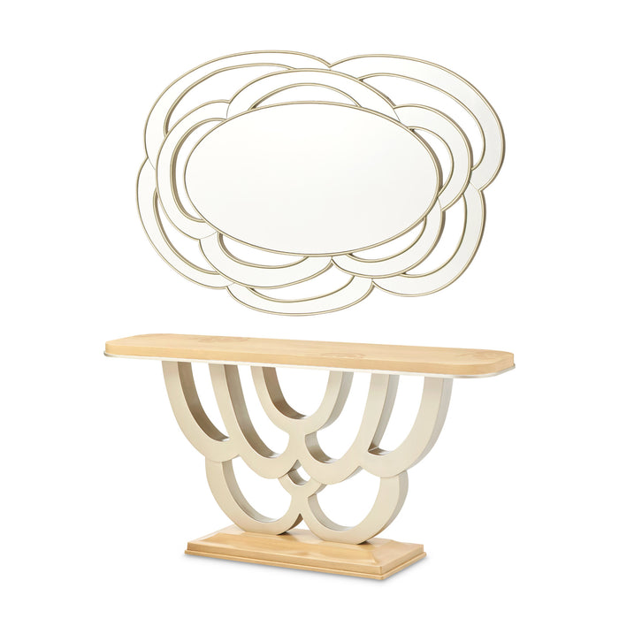 AICO Furniture - Camellia Field Console Table & Mirror in Caramel - N9090223-260-134 - GreatFurnitureDeal