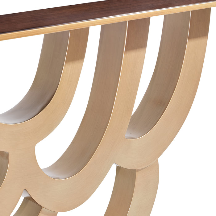 AICO Furniture - Camellia Field Console Table with Mirror in Warm Pecan - N9090223-260-400 - GreatFurnitureDeal