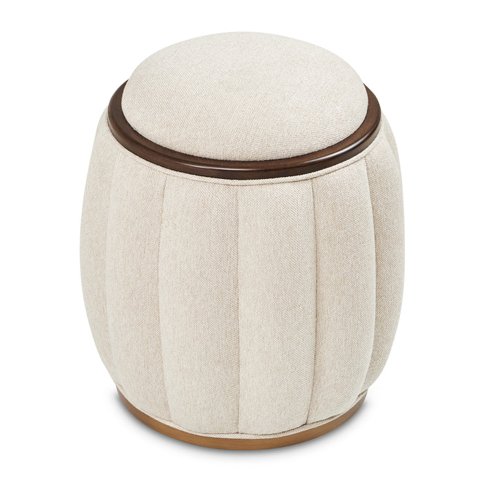 AICO Furniture - Camellia Field Round Bench in Linen/Warm Pecan - N9090804-400 - GreatFurnitureDeal