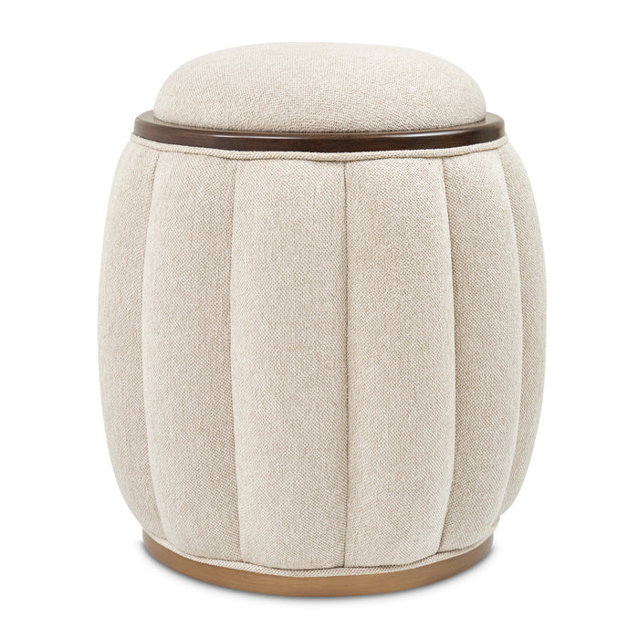 AICO Furniture - Camellia Field Round Bench in Linen/Warm Pecan - N9090804-400 - GreatFurnitureDeal