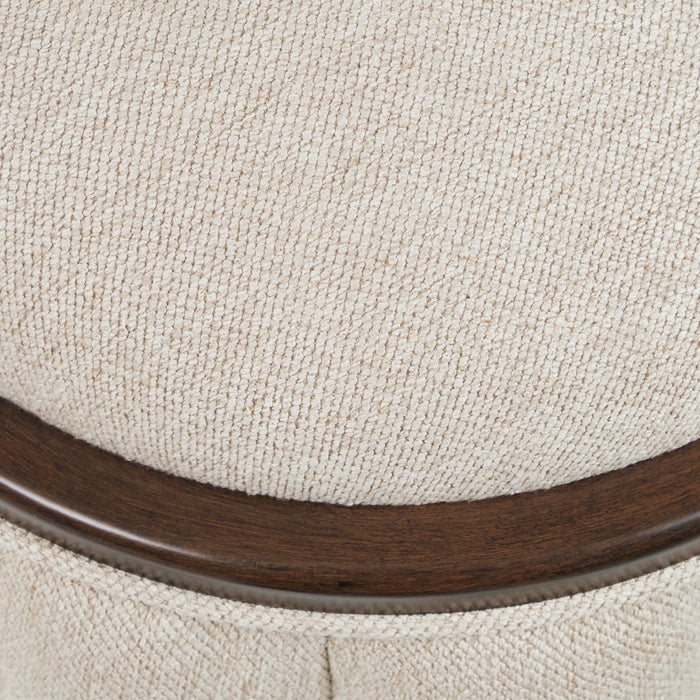 AICO Furniture - Camellia Field Round Bench in Linen/Warm Pecan - N9090804-400 - GreatFurnitureDeal