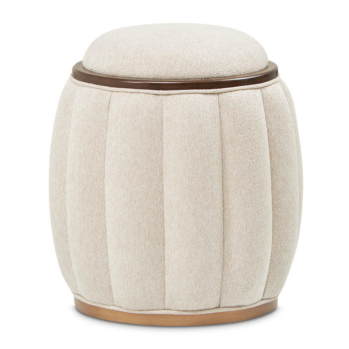 AICO Furniture - Camellia Field Round Bench in Linen/Warm Pecan - N9090804-400 - GreatFurnitureDeal