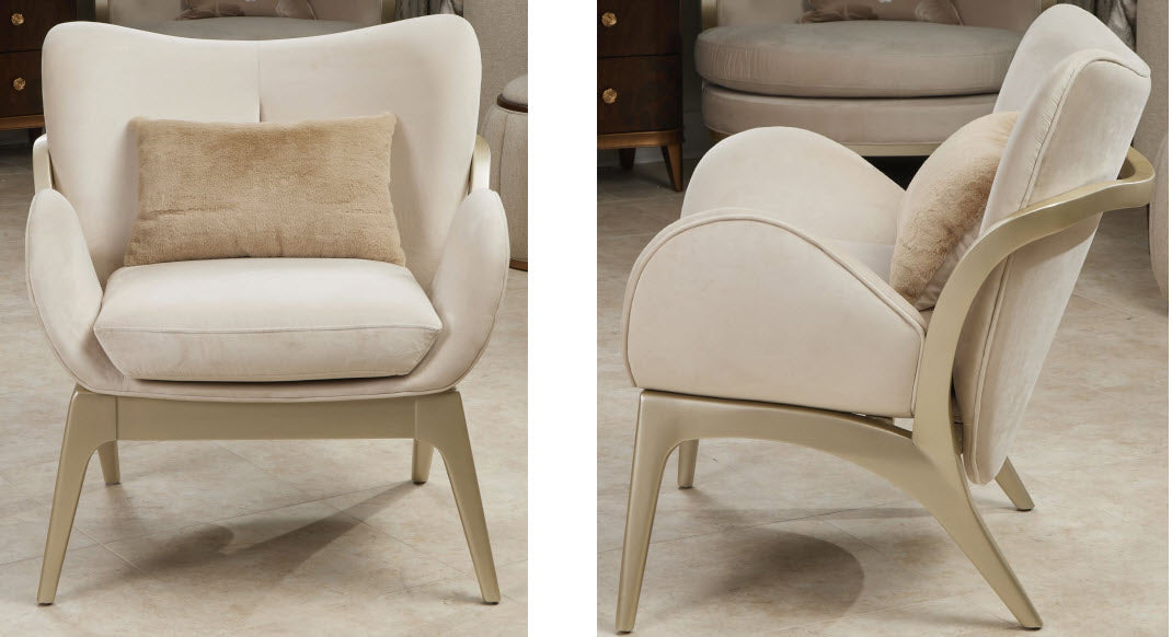 AICO Furniture - Camellia Field"Accent Chair Ivory"Caramel - 9090834-IVORY-134 - GreatFurnitureDeal