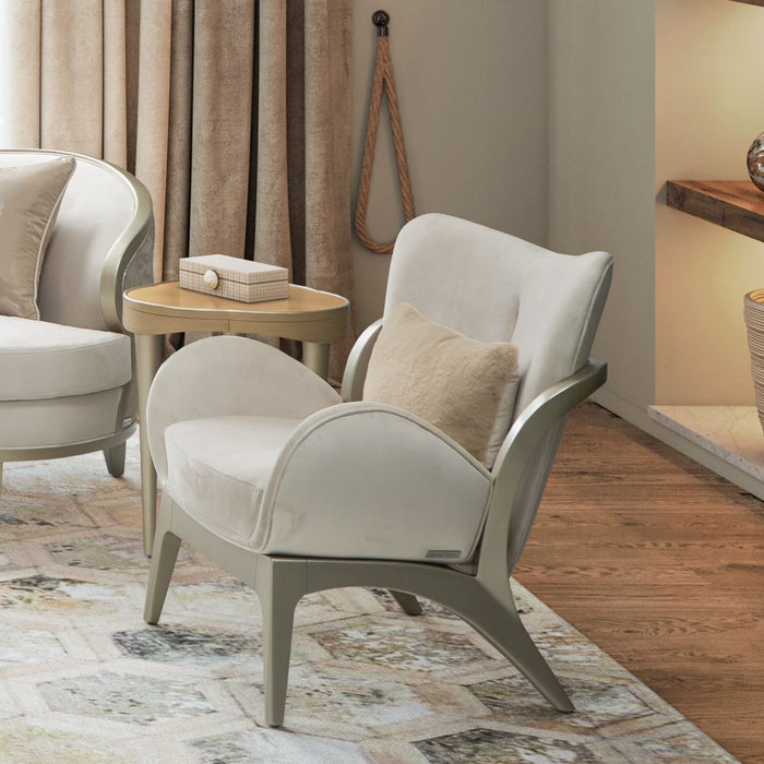 AICO Furniture - Camellia Field"Accent Chair Ivory"Caramel - 9090834-IVORY-134 - GreatFurnitureDeal