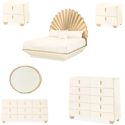 AICO Furniture - Fantosini 6 Piece King Fan Bedroom Set in Gold Leaf - 9091000EK3-836-6SET - GreatFurnitureDeal