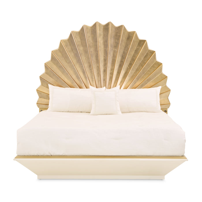 AICO Furniture - Fantosini King Fan Bed - Gold Leaf - 9091000EK3-836 - GreatFurnitureDeal