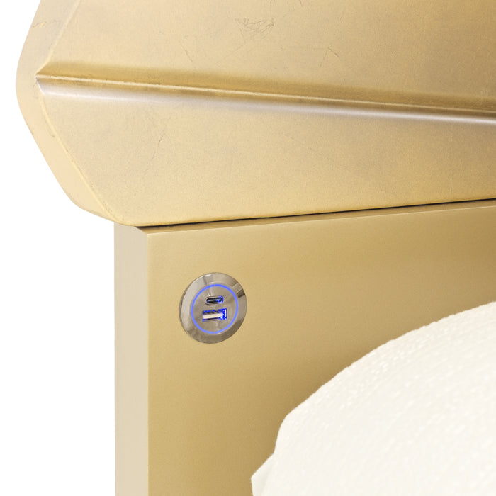 AICO Furniture - Fantosini 3 Piece King Fan Bedroom Set in Gold Leaf - 9091000EK3-836-3SET - GreatFurnitureDeal