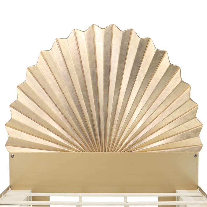 AICO Furniture - Fantosini King Fan Bed - Gold Leaf - 9091000EK3-836 - GreatFurnitureDeal