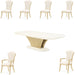 AICO Furniture - Fantosini 7 Piece Pedestal Dining Room Set in Creamy Pearl - 9091002-112-7SET - GreatFurnitureDeal