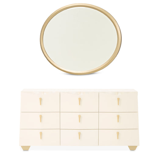 AICO Furniture - Fantosini Dresser with Wall Mirror in Creamy Pearl - 9091050SA-60-112 - GreatFurnitureDeal