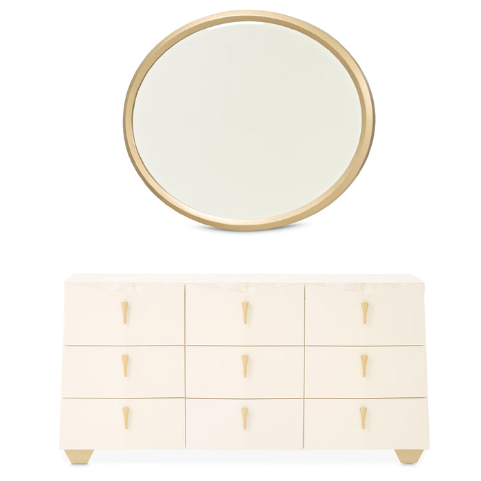 AICO Furniture - Fantosini 6 Piece King Fan Bedroom Set in Gold Leaf - 9091000EK3-836-6SET - GreatFurnitureDeal