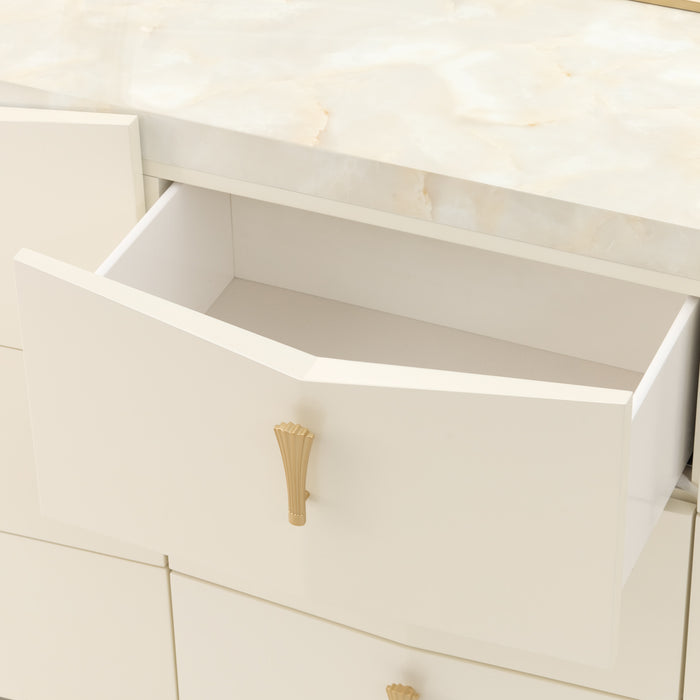 AICO Furniture - Fantosini 5 Piece King Fan Bedroom Set in Gold Leaf - 9091000EK3-836-5SET