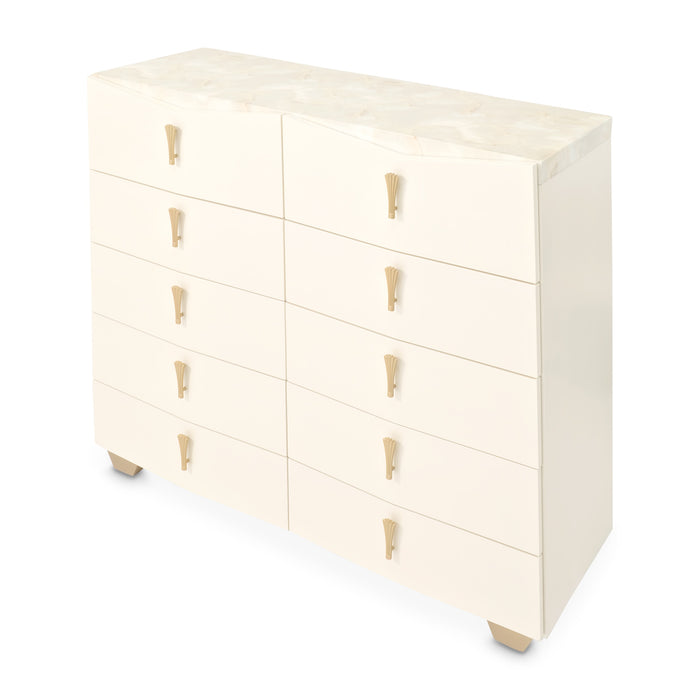 AICO Furniture - Fantosini 10-Drawer Chest in Creamy Pearl - 9091070SA-112 - GreatFurnitureDeal