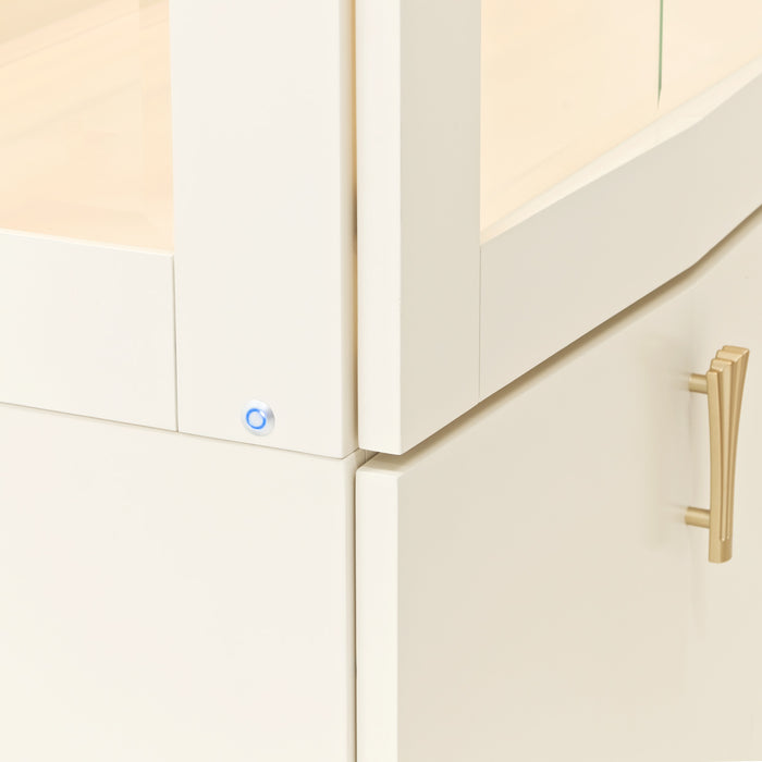 AICO Furniture - Fantosini 10 Piece Pedestal Dining Room Set in Creamy Pearl - 9091002-112-10SET