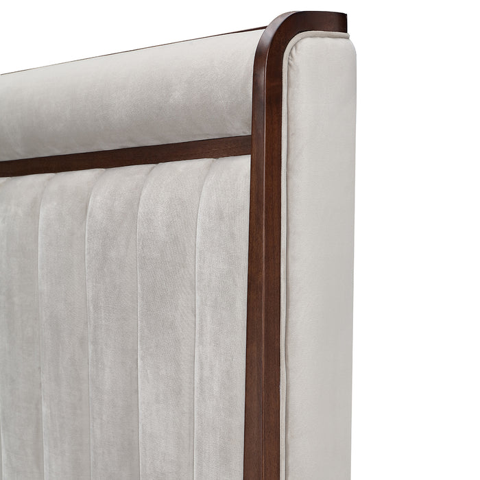 AICO Furniture - Houston 3 Piece King Channel Tufted Panel Bedroom Set in Porcini/Walnut - 9095000EK3-416-3SET - GreatFurnitureDeal