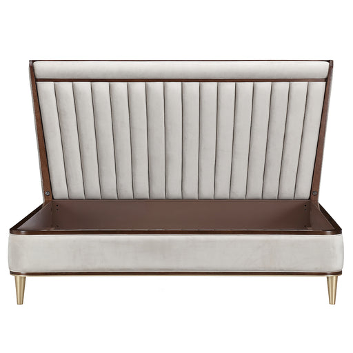 AICO Furniture - Houston Queen Channel Tufted Panel Bed in Walnut - 9095000QN3-416 - GreatFurnitureDeal