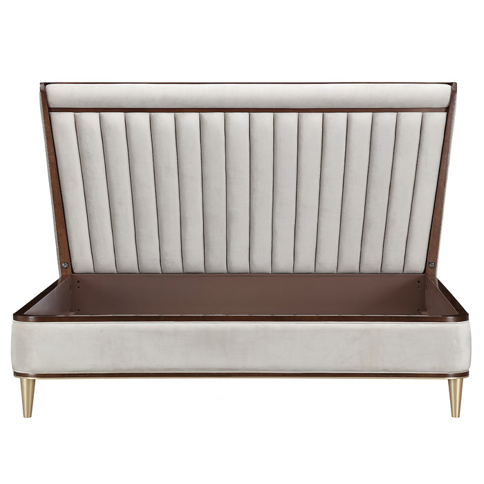 AICO Furniture - Houston Queen Channel Tufted Panel Bed in Walnut - 9095000QN3-416