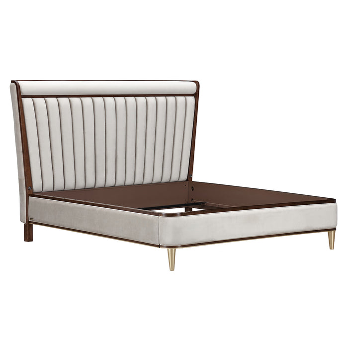 AICO Furniture - Houston California King Channel Tufted Panel Bed in Walnut - 9095000CK3-416