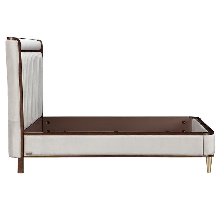 AICO Furniture - Houston California King Channel Tufted Panel Bed in Walnut - 9095000CK3-416