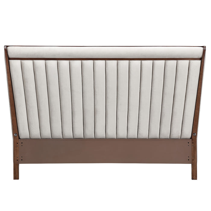 AICO Furniture - Houston California King Channel Tufted Panel Bed in Walnut - 9095000CK3-416