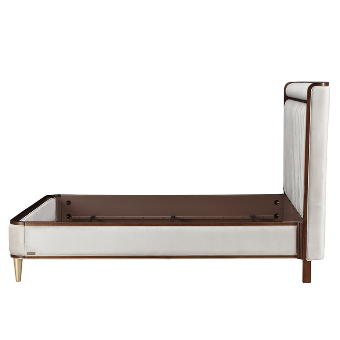 AICO Furniture - Houston California King Channel Tufted Panel Bed in Walnut - 9095000CK3-416