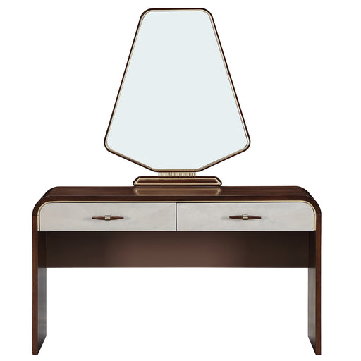 AICO Furniture - Houston Vanity Desk with Mirror - Walnut - 9095058VAN2-416 - GreatFurnitureDeal