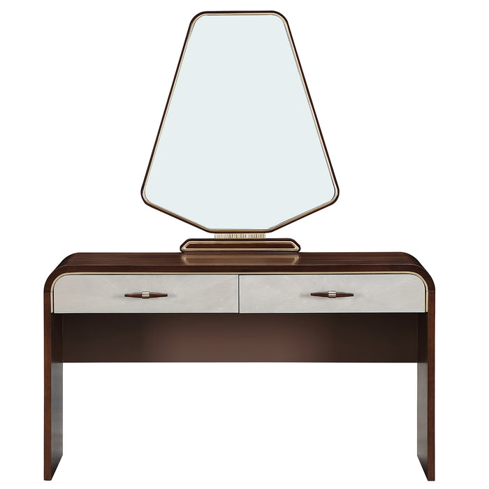 AICO Furniture - Houston Vanity Desk with Mirror - Walnut - 9095058VAN2-416 - GreatFurnitureDeal
