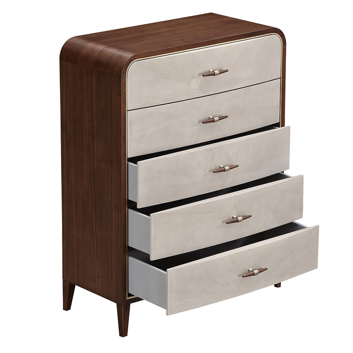 AICO Furniture - Houston 5-Drawer Chest - Walnut - 9095070SA-416 - GreatFurnitureDeal